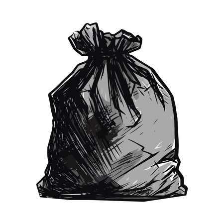 Plastic bag full of garbage, not recyclingのイラスト素材