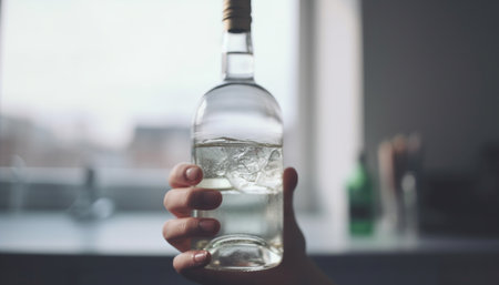 One person holding a bottle of purified water for refreshment generated by artificial intelligenceの素材