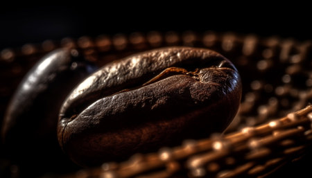 Freshly roasted coffee bean creates aromatic cappuccino in gourmet coffee shop generated by artificial intelligenceの素材