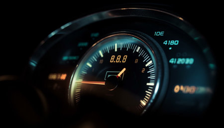 The illuminated dashboard gauge showed 100 kilometers per hour generated by artificial intelligenceの素材
