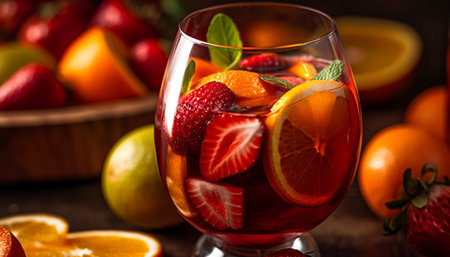 Refreshing summer cocktail organic citrus slice in gourmet homemade drink generated by artificial intelligenceの素材