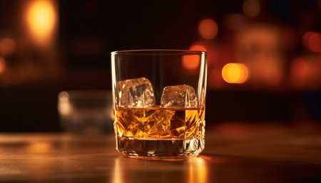A luxurious celebration of hard liquor, ice, and elegance generated by artificial intelligenceの素材