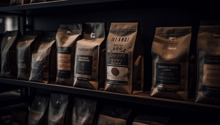 Retail store shelves display a collection of medicine and alcohol generated by artificial intelligenceの素材