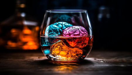 A luxurious celebration at a dark bar with whiskey cocktails generated by artificial intelligenceの素材