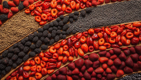 Fresh organic berry collection, a healthy and sweet variation generated by artificial intelligenceの素材