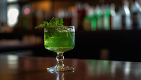 A refreshing mojito cocktail with fresh fruit and mint leaf generated by artificial intelligenceの素材