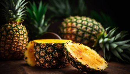 Juicy pineapple slice, a tropical refreshment for a healthy lifestyle generated by artificial intelligenceの素材