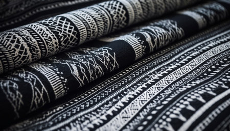 Woven wool kilim rug, a traditional textile decoration for homes generated by artificial intelligenceの素材