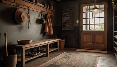 A modern rustic kitchen with elegant decor and comfortable furniture generated by artificial intelligenceの素材