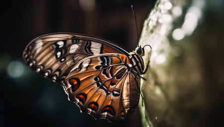 The fragile beauty of a multi colored butterfly wing in macro generated by artificial intelligenceの素材