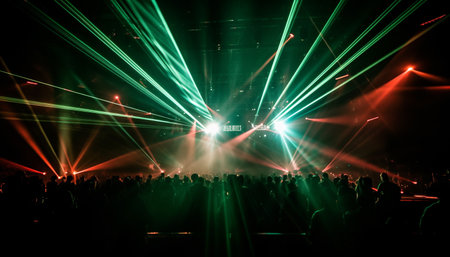 The rock music festival was a glowing, fun filled night of dancing generated by artificial intelligenceの素材
