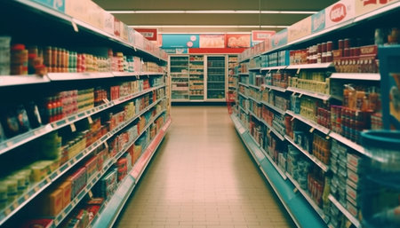 A variety of healthy drinks in a modern convenience store generated by artificial intelligenceの素材