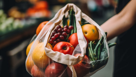 Fresh organic groceries a healthy lifestyle choice for autumn meals generated by artificial intelligenceの素材