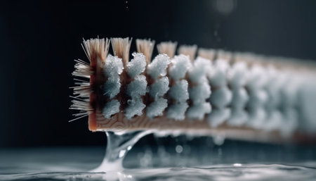 Freshness in motion a sharp, clean drop splashing on metal generated by artificial intelligenceの素材