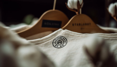 Modern boutique showcases elegant clothing collection on wooden coat hangers generated by artificial intelligenceの素材