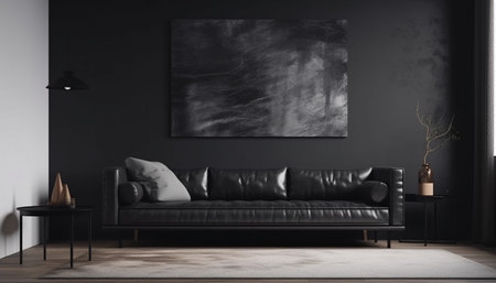 Modern living room design with comfortable sofa and elegant decor generated by artificial intelligenceの素材