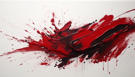 Blood drops stain the abstract backdrop in a messy pattern generated by artificial intelligenceの素材
