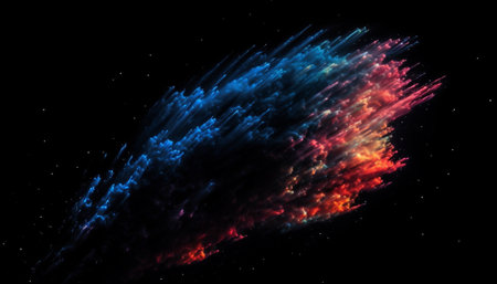 Exploding star creates vibrant multi colored nebula in deep space generated by artificial intelligenceの素材