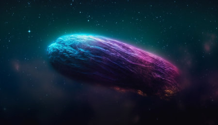 Deep blue galaxy illuminates starry night, a futuristic landscape design generated by artificial intelligenceの素材