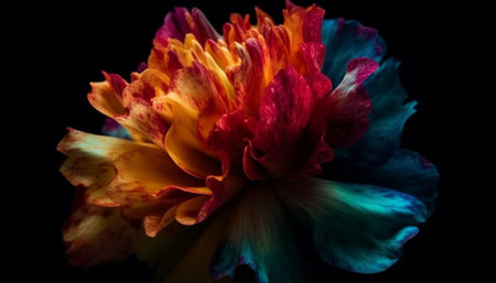 Vibrant colors of a single flower in macro close up generated by artificial intelligenceの素材