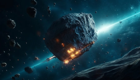 Levitating alien anatomy in deep space communicates futuristic biology research generated by artificial intelligenceの素材