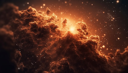 Vibrant colors of a futuristic galaxy exploding in natural phenomena generated by artificial intelligenceの素材