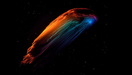 Exploding star field illuminates bright, fiery wave in black background generated by artificial intelligenceの素材