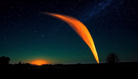 Milky Way glows in starry night, a cosmic adventure awaits generated by artificial intelligenceの素材