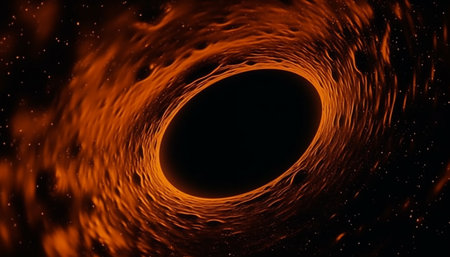 Galaxy glowing sphere orbits star in abstract natural phenomenon backdrop generated by artificial intelligenceの素材
