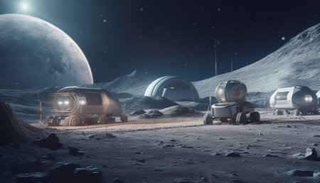 Trucking through snow, delivering atmosphere to Mars a futuristic journey generated by artificial intelligenceの素材