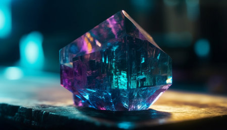 Shiny gemstones illuminate luxury jewelry in vibrant, multi colored reflections generated by artificial intelligenceの素材