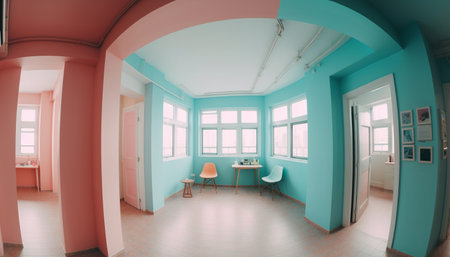 A bright, modern office with futuristic technology and comfortable seating generated by artificial intelligenceの素材