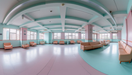 Modern office lobby with comfortable chairs and futuristic equipment generated by artificial intelligenceの素材