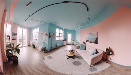 Modern luxury apartment with elegant decor, comfortable sofa, and wide armchair generated by artificial intelligenceの素材