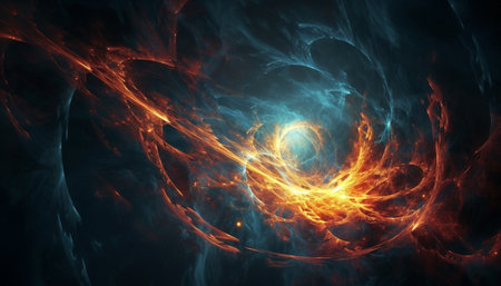 Futuristic galaxy explodes in multi colored abstract chaos of imagination generated by artificial intelligenceの素材