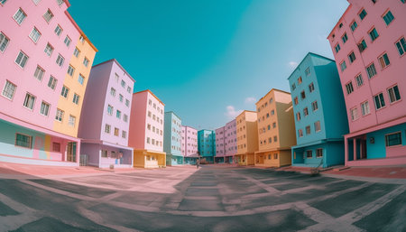 The vibrant architecture of the famous city modern skyscrapers generated by artificial intelligenceの素材