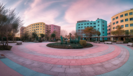 A modern skyscraper illuminates the city skyline at night generated by artificial intelligenceの素材