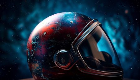 Speeding through the futuristic galaxy, one man adventure on wheels generated by artificial intelligenceの素材