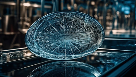 Modern steel machinery reflects futuristic design inside factory clean kitchen generated by artificial intelligenceの素材