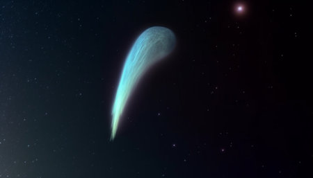 A glowing star field illuminates the dark galaxy backdrop generated by artificial intelligenceの素材