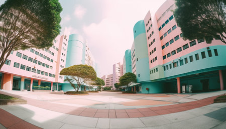 A futuristic skyscraper reflects the city modern architecture and design generated by artificial intelligenceの素材