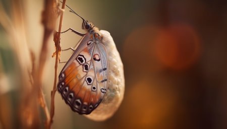 Macro beauty in nature A multi colored butterfly delicate antenna generated by artificial intelligenceの素材