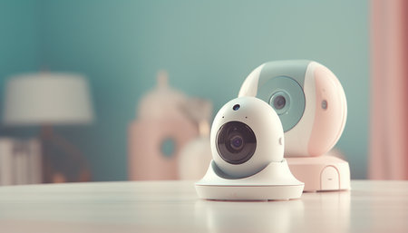 Modern robotic camera equipment watches over futuristic office collection generated by artificial intelligenceの素材