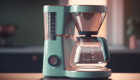 Modern coffee maker metallic machinery for making hot, fresh drinks generated by artificial intelligenceの素材