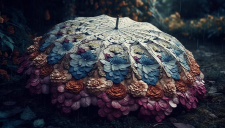 Abstract fractal pattern of ornate underwater reef in multi colors generated by artificial intelligenceの素材