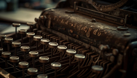 Obsolete typewriter machinery typescripts old fashioned text for nostalgic correspondence generated by artificial intelligenceの素材