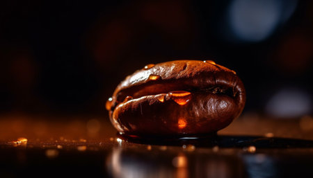 Aroma of fresh coffee beans fills the dark coffee shop generated by artificial intelligenceの素材
