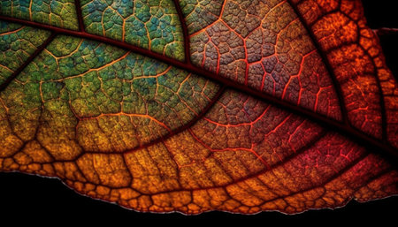 Vibrant autumn leaves showcase beauty in nature colorful patterns generated by artificial intelligenceの素材