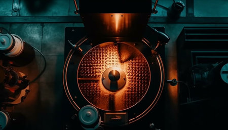 Modern brewery equipment prepares fresh, metallic liquid for gourmet drink establishment generated by artificial intelligenceの素材