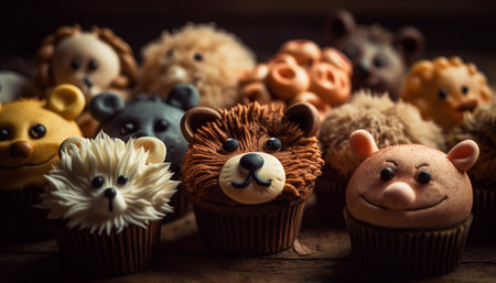 A cute puppy with a fluffy teddy bear, a sweet indulgence generated by artificial intelligenceの素材